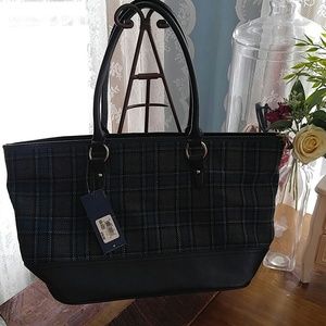 NWT Bass Blue Plaid Purse/Bag/Tote